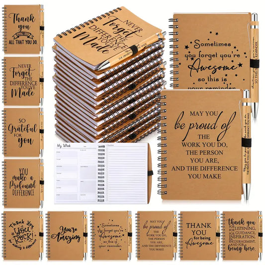 100pcs Bulk Employee Appreciation Gift - Inspirational A6 Kraft Notebook